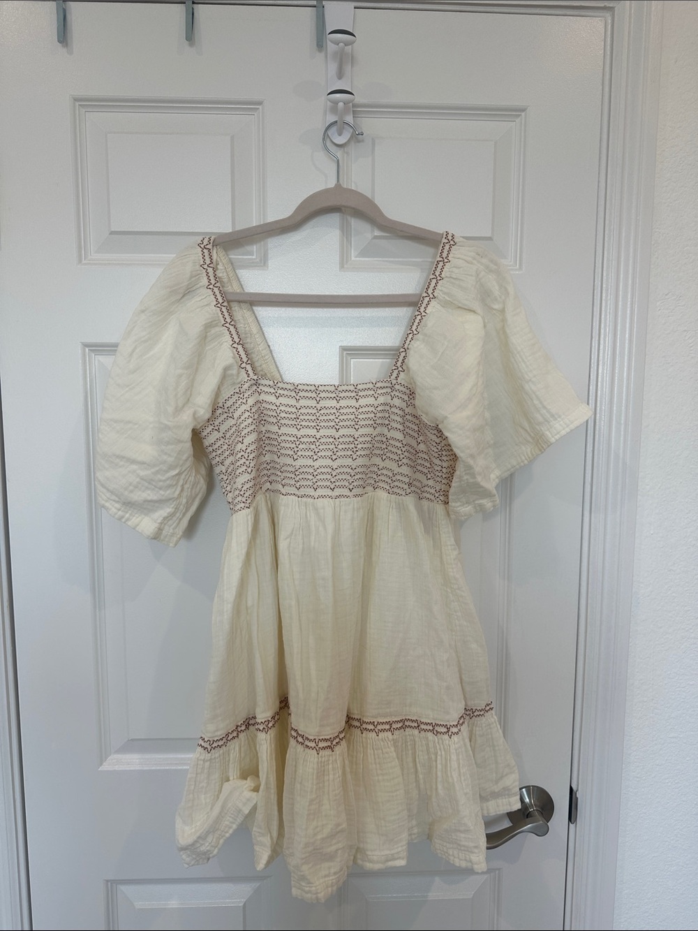 Free People Easy To Love Cream Bubble Mini Dress